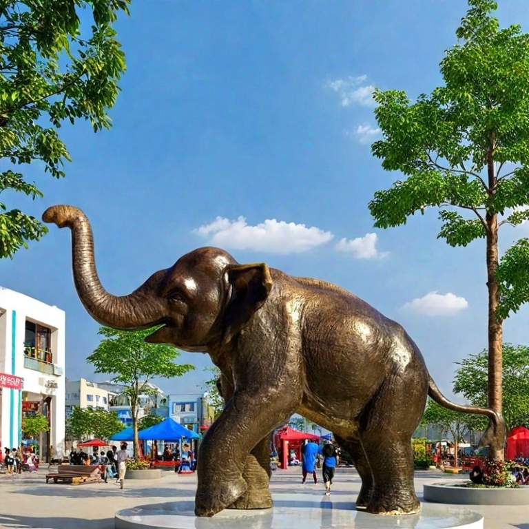 Bronze Trunk Up Elephant Statues