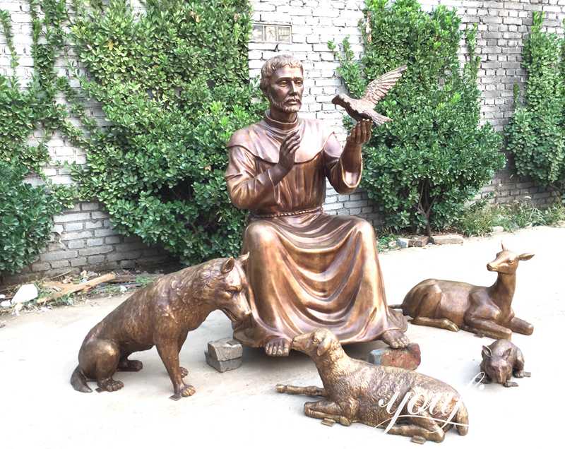 Outdoor Bronze Religious St Francis Sculpture for Garden for Sale BOK1-313 - Bronze Saint Sculpture - 3