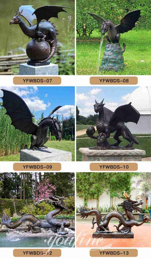 Chinese Bronze Dragon Sculpture Fountain Garden Outdoor Art BOK1-074 - Mythical Creatures Statues - 4