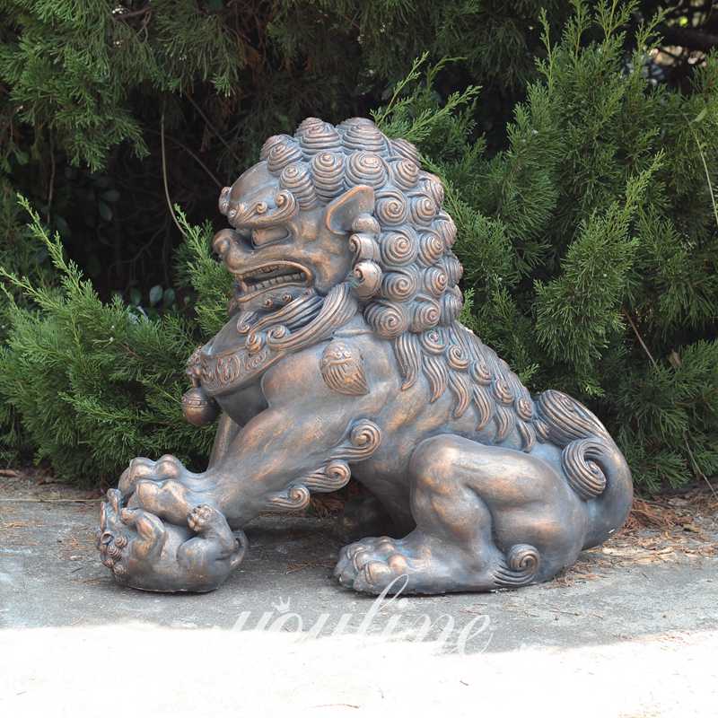 Large Chinese Bronze Foo Dog Statue House Guardian Supplier BOK1-306 - Bronze Lion Statues - 10