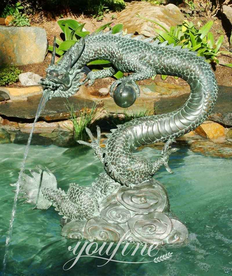 Chinese Bronze Dragon Sculpture Fountain Garden Outdoor Art BOK1-074 - Mythical Creatures Statues - 1