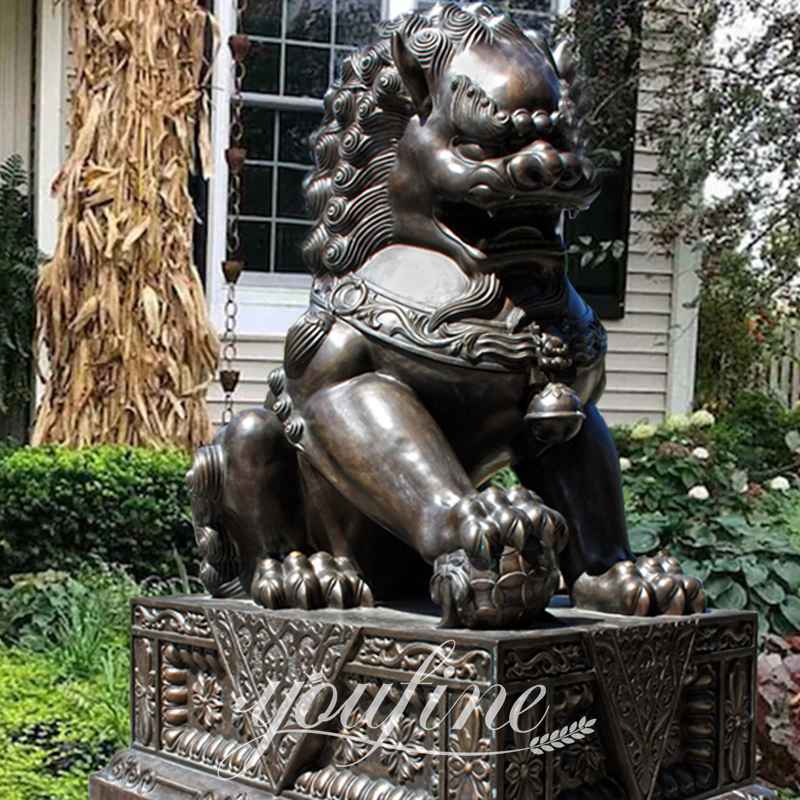 Large Chinese Bronze Foo Dog Statue House Guardian Supplier BOK1-306 - Bronze Lion Statues - 1