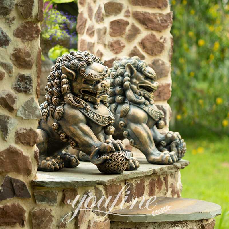 Large Chinese Bronze Foo Dog Statue House Guardian Supplier BOK1-306 - Bronze Lion Statues - 3