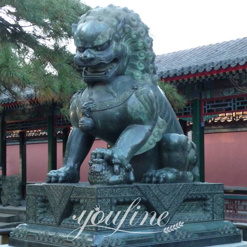 Large Chinese Bronze Foo Dog Statue House Guardian Supplier BOK1-306 - Bronze Lion Statues - 12