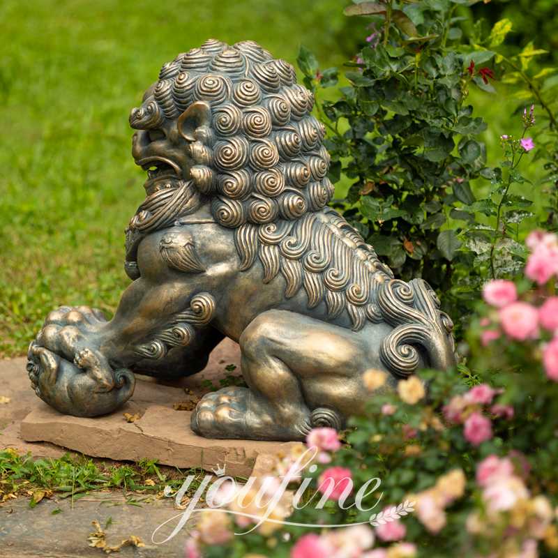 Large Chinese Bronze Foo Dog Statue House Guardian Supplier BOK1-306 - Bronze Lion Statues - 6