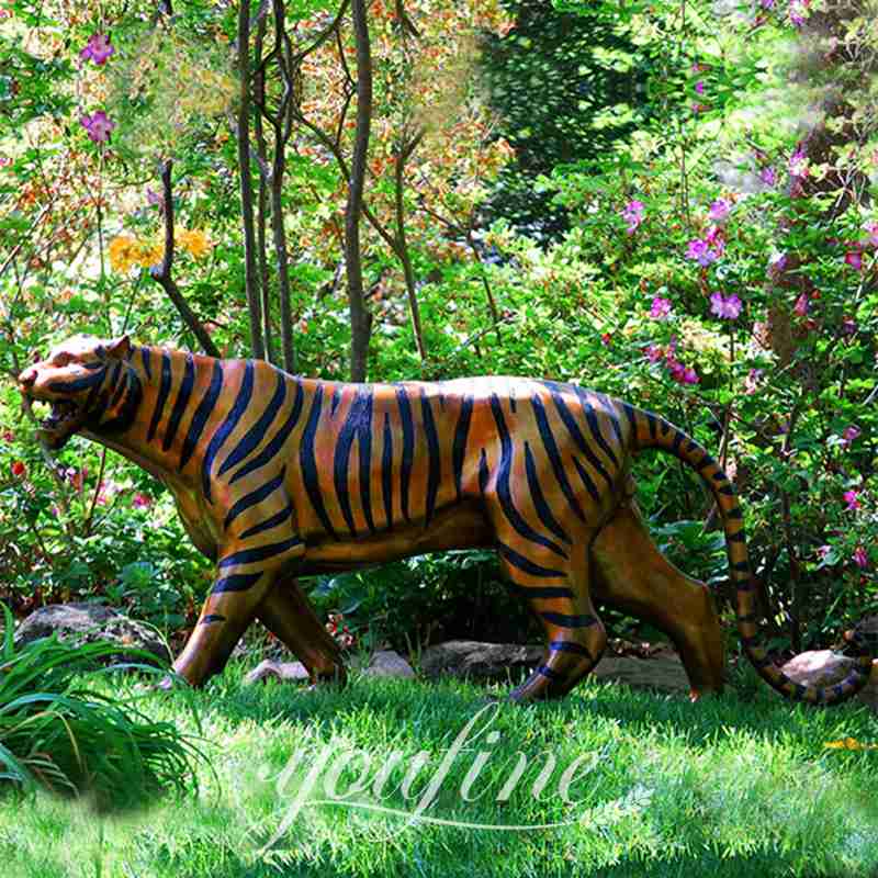 Large Bronze Jungle Tiger Statue Outdoor Decor for Sale BOK1-311 - Other Animal sculptures - 2