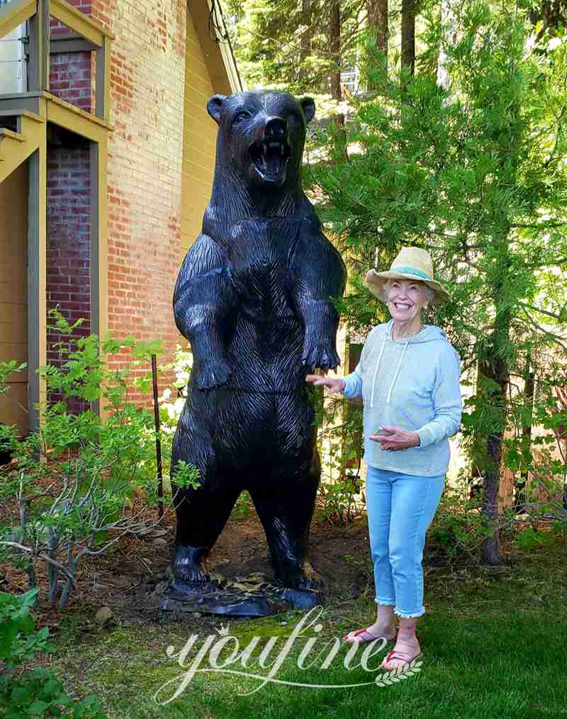 Bronze Bear Animal Sculpture Large Standing Grizzly Art BOK1-328 - Bronze Bear Statues - 1