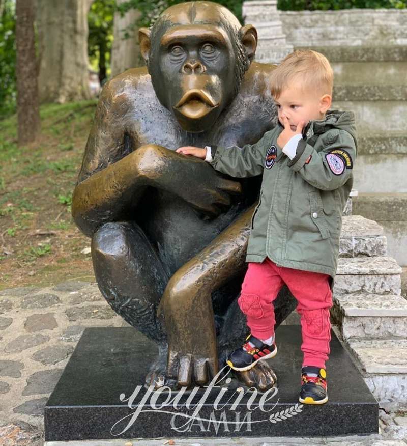 Bronze Monkey Statue Art Belgrade Zoo Decor Factory Supplier BOK1-322 - Other Animal sculptures - 2