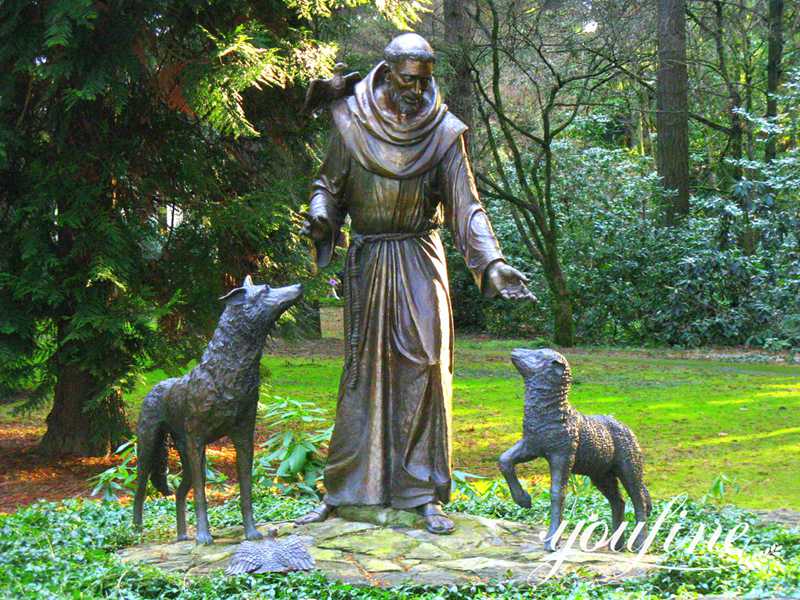 Outdoor Bronze Religious St Francis Sculpture for Garden for Sale BOK1-313 - Bronze Saint Sculpture - 5