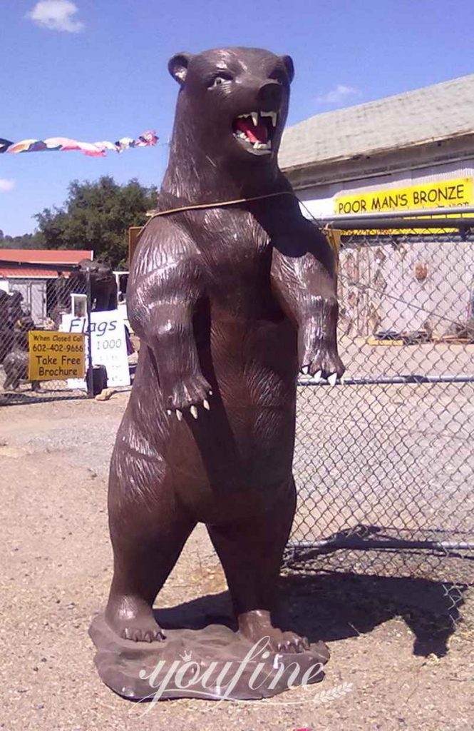 Bronze Bear Animal Sculpture Large Standing Grizzly Art BOK1-328 - Bronze Bear Statues - 8