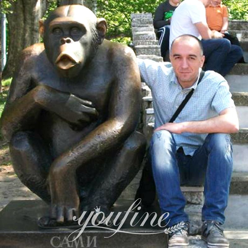 Life Size Monkey Statue for Belgrade Zoo BOK1-322 - Bronze Monkey Statue - 3