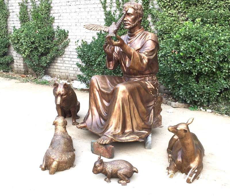 Outdoor Bronze Religious St Francis Sculpture for Garden for Sale BOK1-313 - Bronze Saint Sculpture - 4