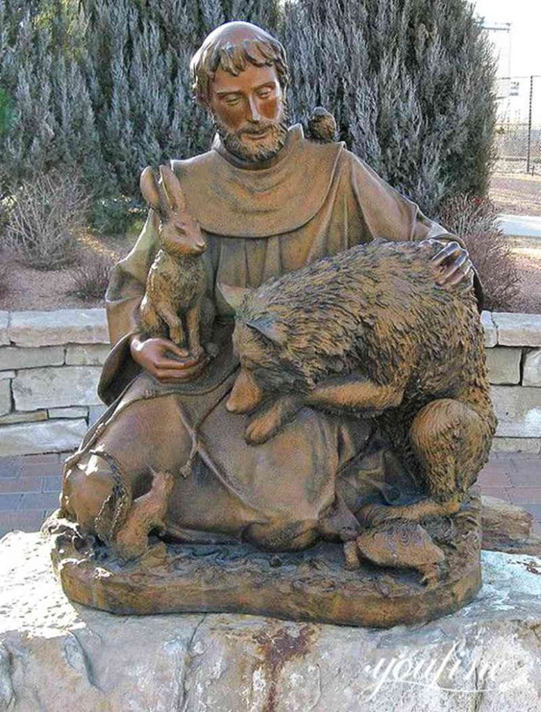 Outdoor Bronze Religious St Francis Sculpture for Garden for Sale BOK1-313 - Bronze Saint Sculpture - 6