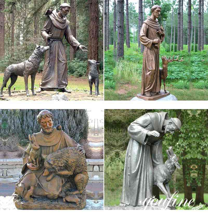 Outdoor Bronze Religious St Francis Sculpture for Garden for Sale BOK1-313 - Bronze Saint Sculpture - 2