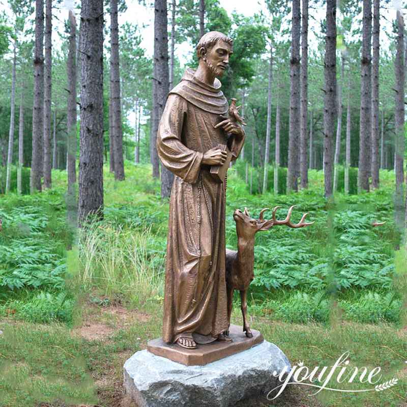 Outdoor Bronze Religious St Francis Sculpture for Garden for Sale BOK1-313 - Bronze Saint Sculpture - 1