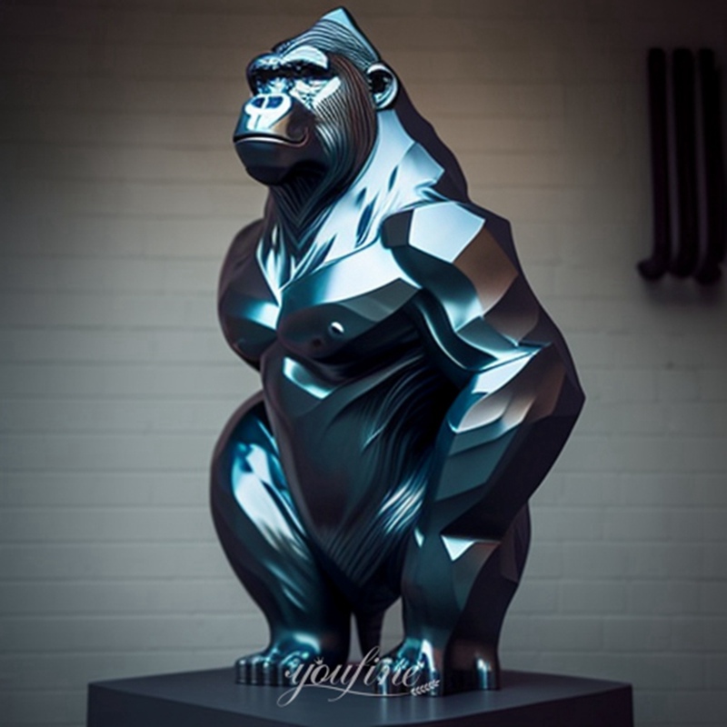 stainless steel gorilla statue