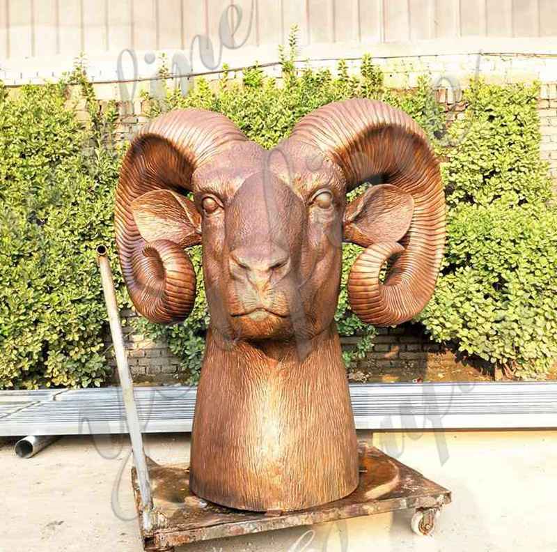 Outdoor Large Bronze Ram Head Statue Garden Art Wholesale BOK1-157 - Other Animal sculptures - 5