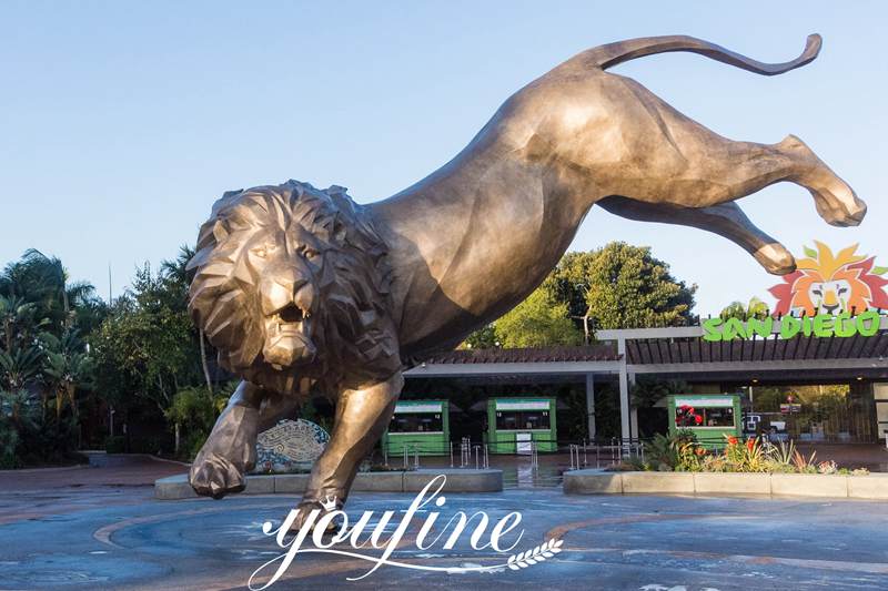 Bronze Large Gold Lion Statue BOK1-118 - Bronze Lion Statues - 6