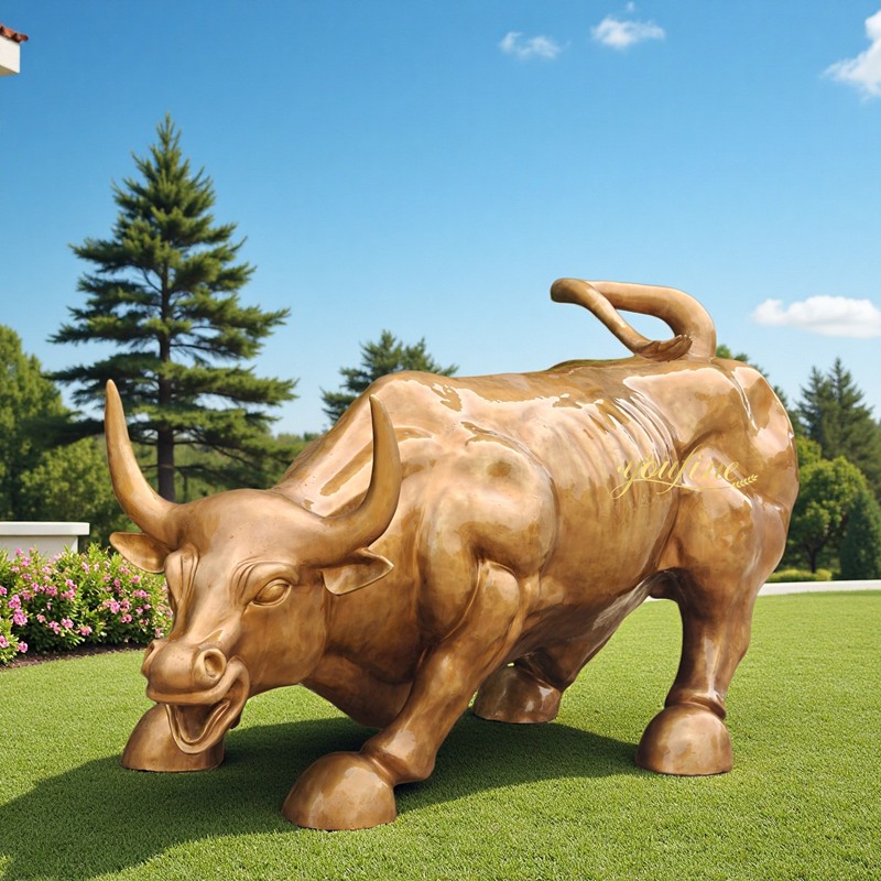 bronze charging bull statue art for garden