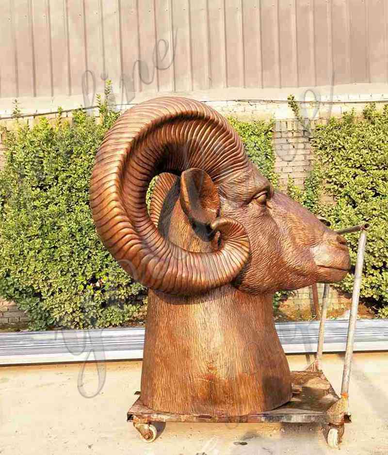 Outdoor Large Bronze Ram Head Statue Garden Art Wholesale BOK1-157 - Other Animal sculptures - 2