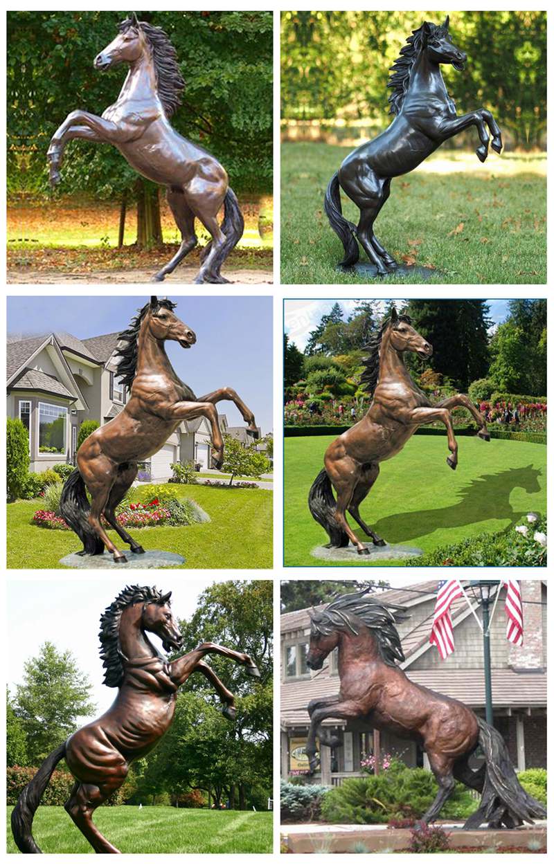 bronze-statues-of-rearing-horse-standing-on-two-leg