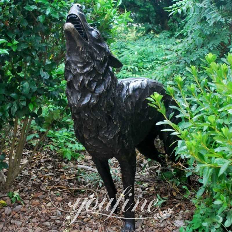 Life-size Bronze Wolf Garden Family Statue Outdoor Art BOK1-353 - Bronze Wildlife Sculpture - 14