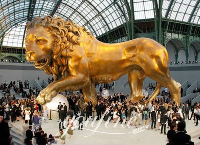 Bronze Large Gold Lion Statue BOK1-118 - Bronze Lion Statues - 3