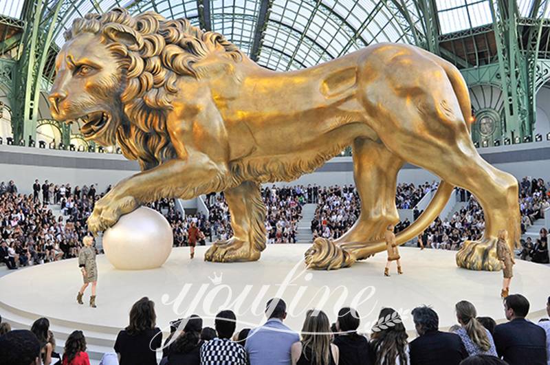 Bronze Large Gold Lion Statue BOK1-118 - Bronze Lion Statues - 4