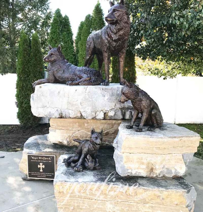 Bronze Wolf Garden Family Statue YouFine Bronze Sculpture