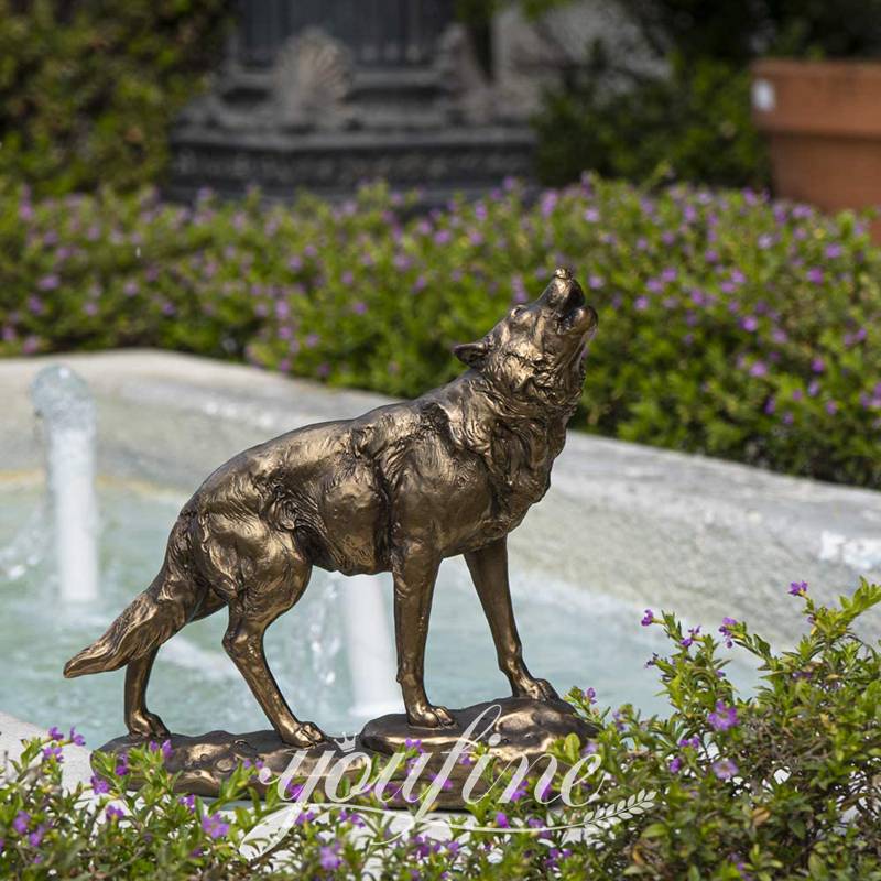 Life-size Bronze Wolf Garden Family Statue Outdoor Art BOK1-353 - Bronze Wildlife Sculpture - 8