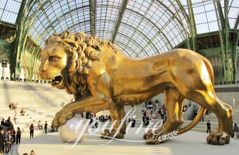 Bronze Large Gold Lion Statue BOK1-118 - Bronze Lion Statues - 2