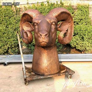 Outdoor Large Bronze Ram Head Statue Garden Art Wholesale BOK1-157