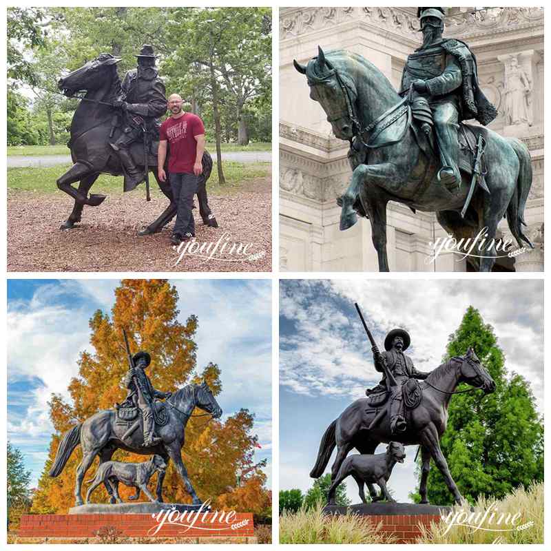 Famous Equestrian Statue of a Man on a Horse Park Decor Supplier BOK1-355 - Bronze Animal Sculpture - 6