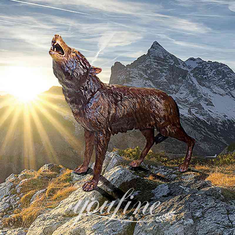 Life-size Bronze Wolf Garden Family Statue Outdoor Art BOK1-353 - Bronze Wildlife Sculpture - 10