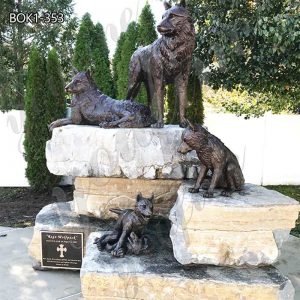 Life-size Bronze Wolf Garden Family Statue Outdoor Art BOK1-353