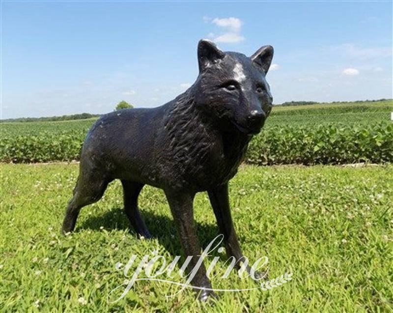 Life-size Bronze Wolf Garden Family Statue Outdoor Art BOK1-353 - Bronze Wildlife Sculpture - 6