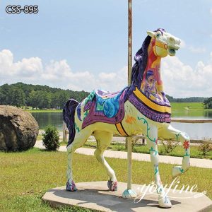 Full-Size Fiberglass Horse Carousel Sculpture Direct Factory FOKK-008