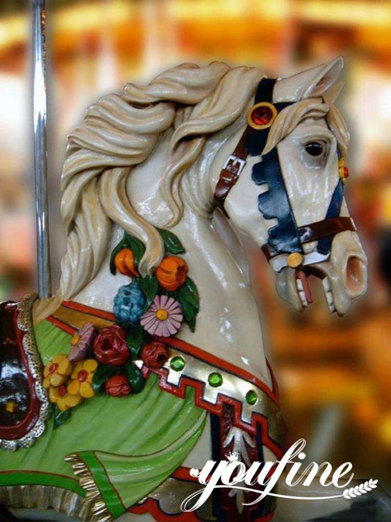 Full-Size Fiberglass Horse Carousel Sculpture Direct Factory FOKK-008 - Fiberglass Statue - 4