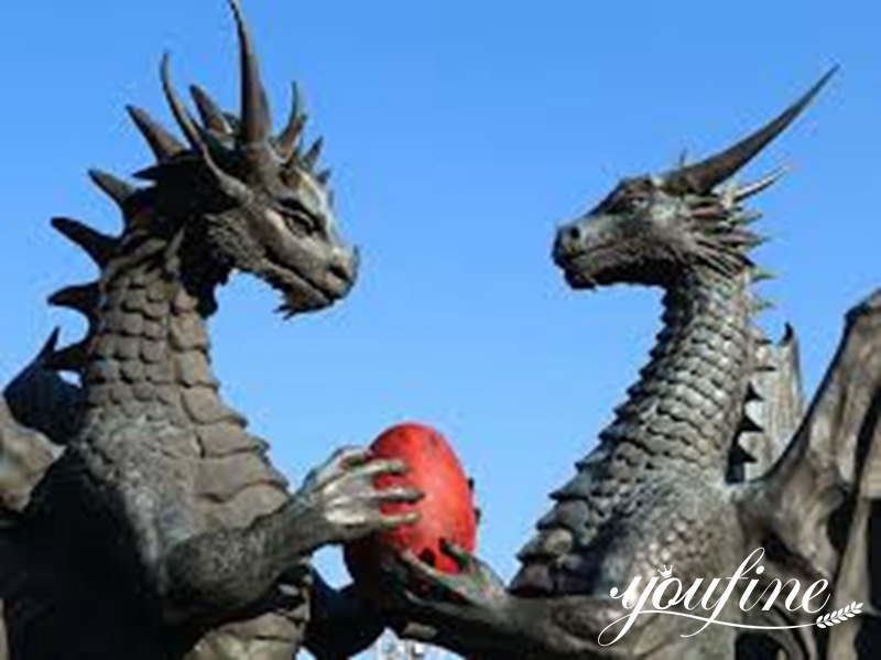 Giant Bronze Dragon in Love Garden Statue Outdoor Decor Supplier BOK1-357 - Bronze Animal Sculpture - 3