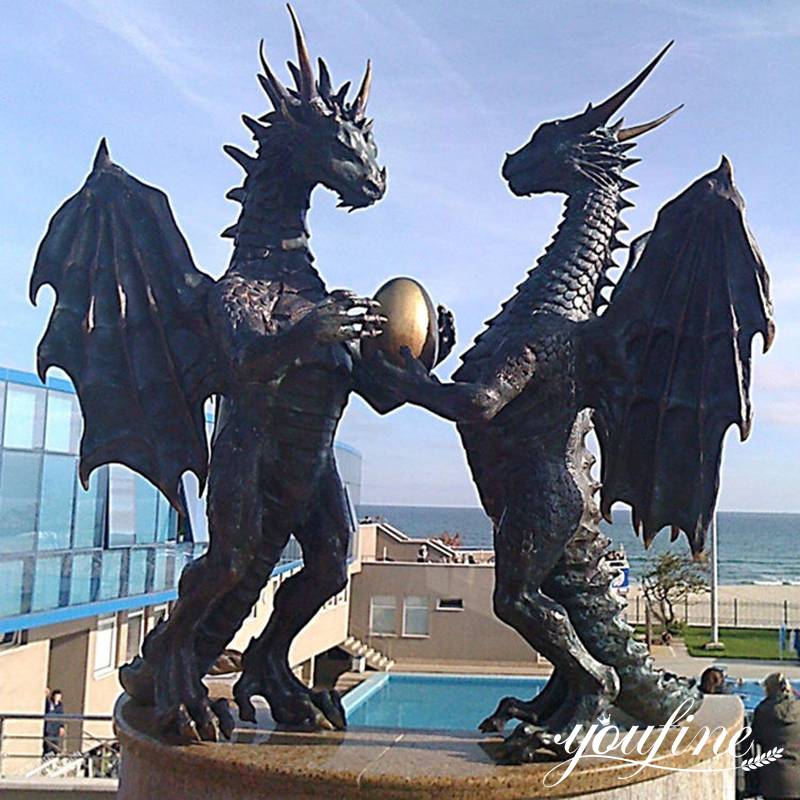 Giant Bronze Dragon in Love Garden Statue Outdoor Decor Supplier BOK1-357 - Bronze Animal Sculpture - 2