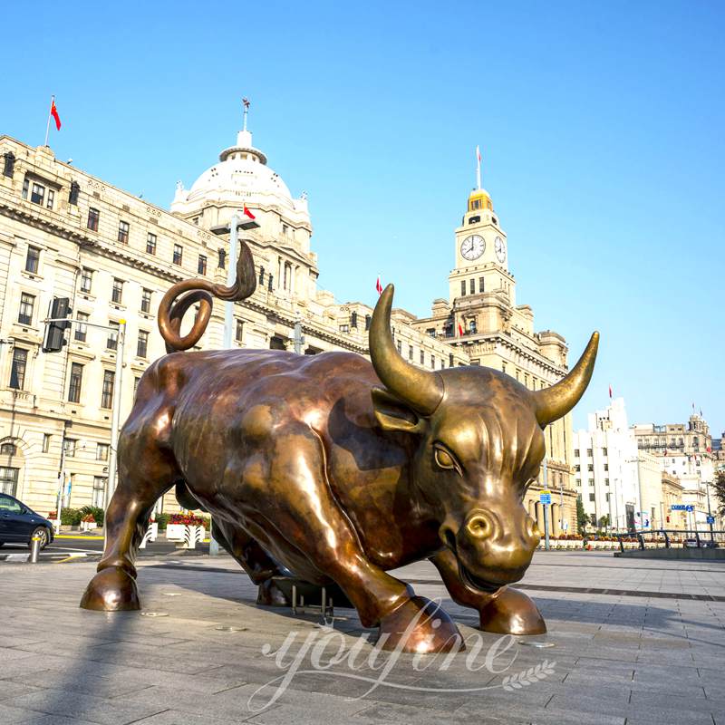 Lifesize Bronze Bull Sculptures Wall Street