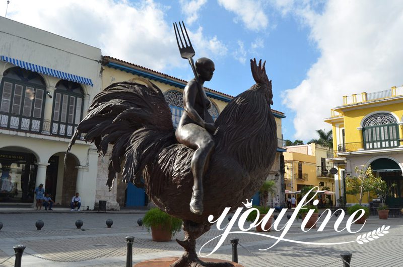 bronze chicken statue for square-YouFine Sculpture