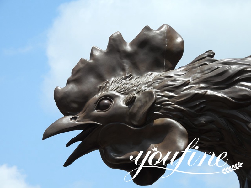 antique bronze chicken sculpture detalis-YouFine Sculpture