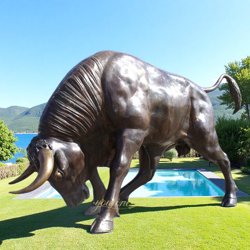 Ready to Attack Fighting Bull Statue BOKK-791 - Bronze Bull Sculpture - 2