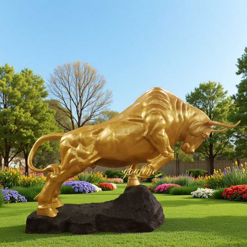 Huge Bronze Gold Bull Statue BOKK-949 - Bronze Bull Sculpture - 2
