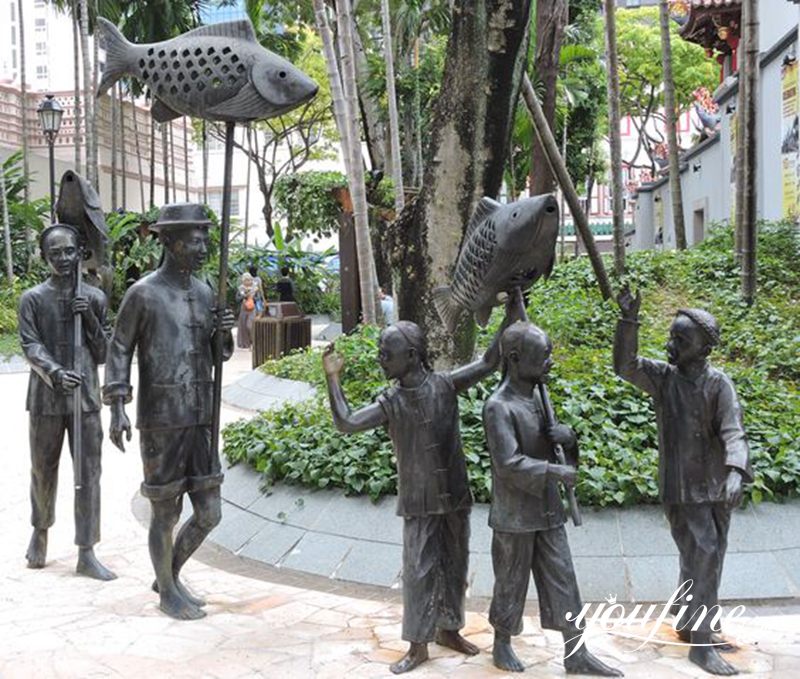 Custom Bronze  Lim Leong Seng  Statue-Chinese Processions  Wholesale BOK1-365 - Bronze Children Sculpture - 1