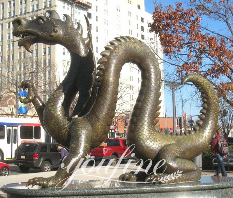 Ancient Golden Chinese Dragon Statue Fountain Monument BOK1-367 - Mythical Creatures Statues - 14