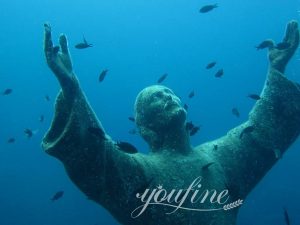 An amazing Bronze Jesus Statue Located Underwater