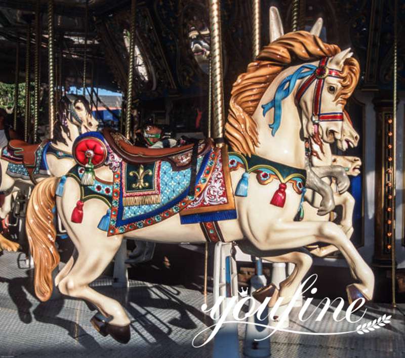 Full-Size Fiberglass Horse Carousel Sculpture Direct Factory FOKK-008 - Fiberglass Statue - 1