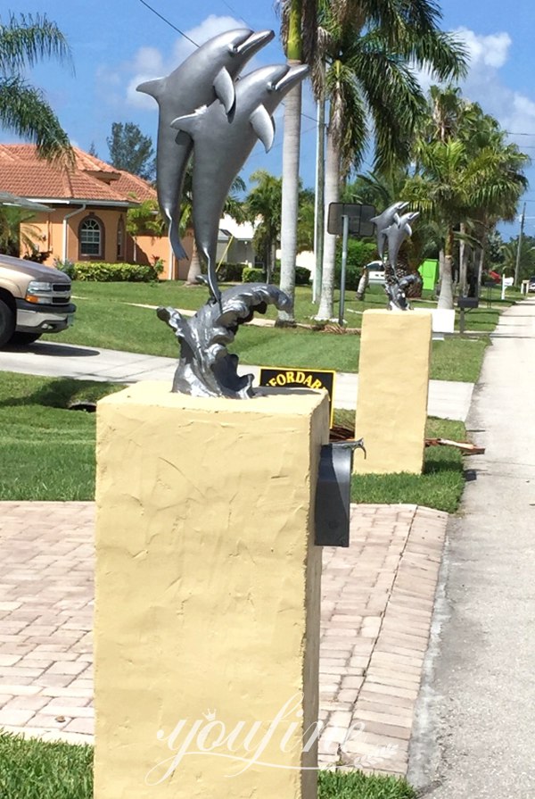 dolphins bronze mailbox-YouFine Sculpture